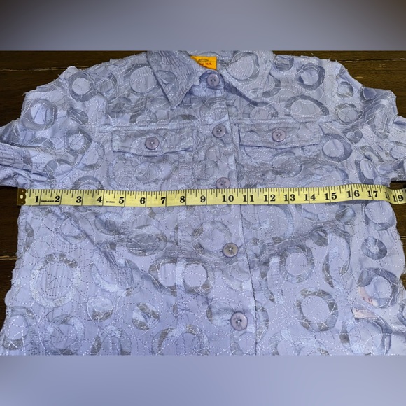 Ruby Rd. Blue Circular Pattern Lightweight Jacket size 8 - Picture 11 of 13